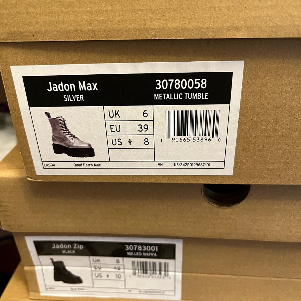 DR. MARTENS JADON MAX PLATFORM METALLIC BOOTS MSRP $280 SOFT & RICH Leather - Picture 12 of 16